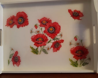 Plateau plat coquelicots