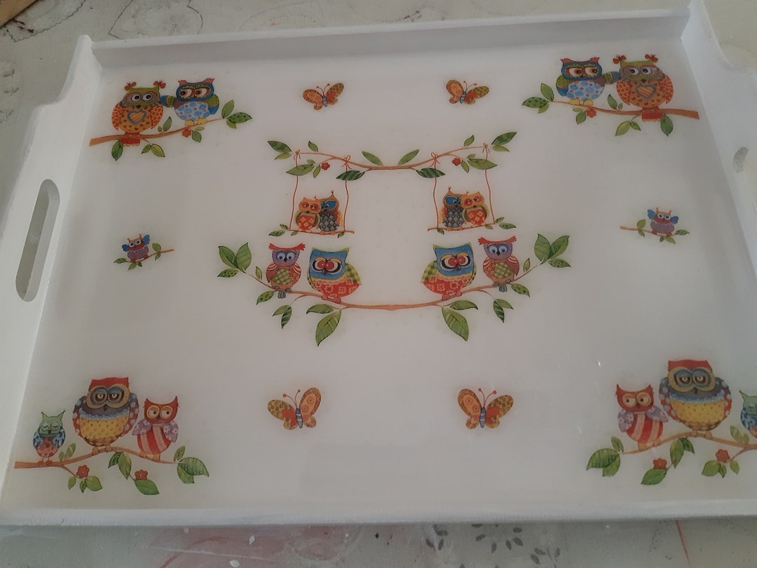 Dessous-de-plat En Pierre Vert Motif Chouette - Déco Cuisine Vintage