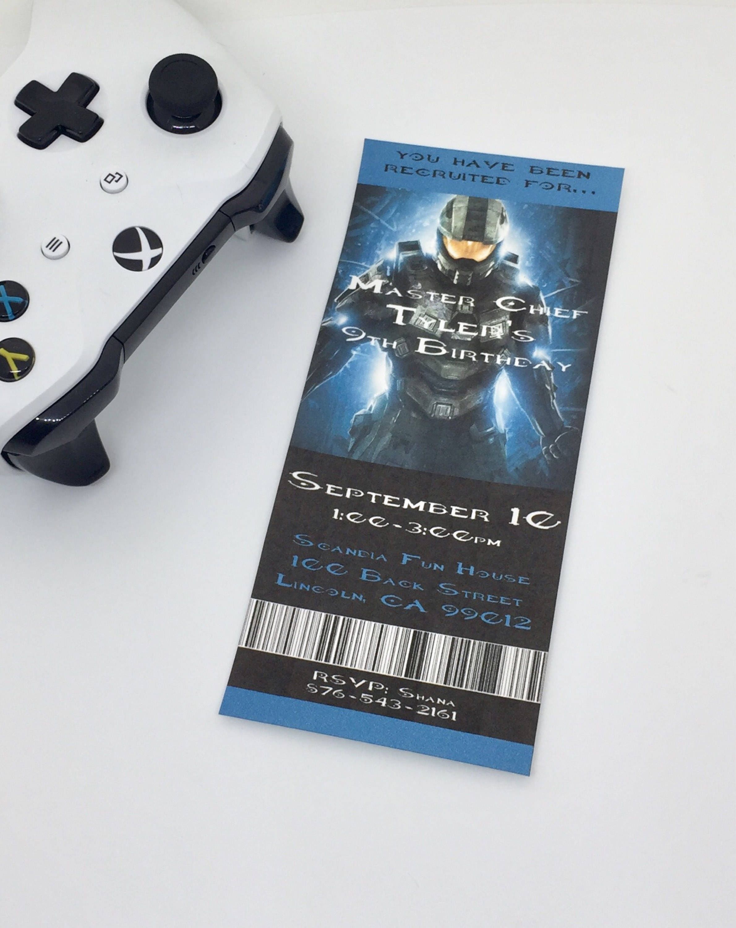 Halo Birthday Invitations Ticket Printable Halo Invitations Etsy