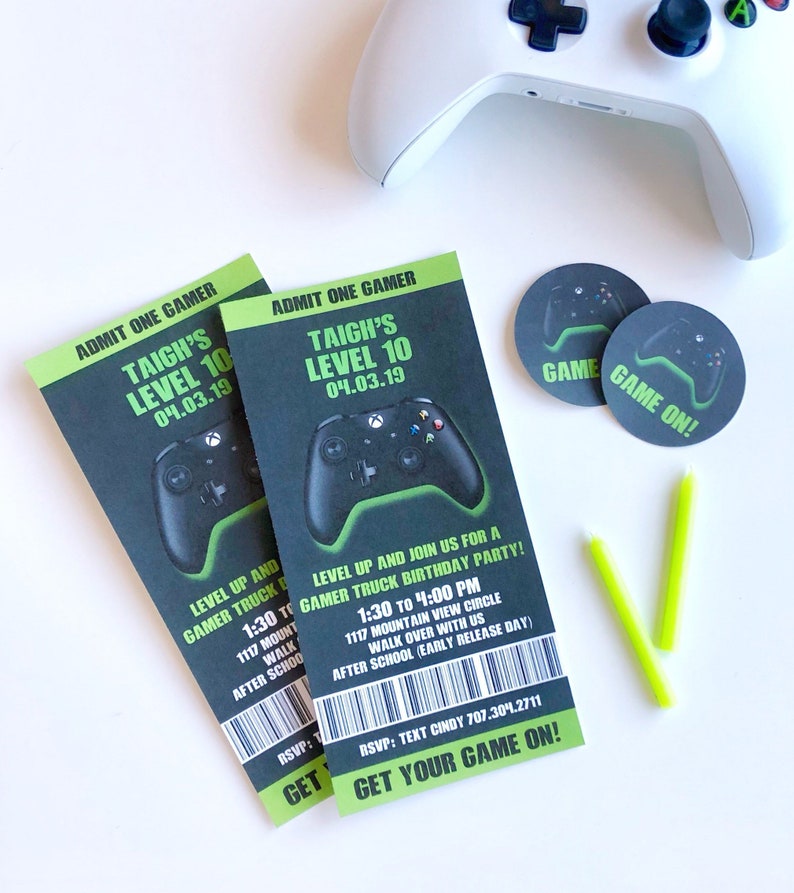 File Birthday Invitations, Invites, Printable On Truck Invitations, PDF Video Birthday Birthday, Game Xbox Birthday  Gamer Game