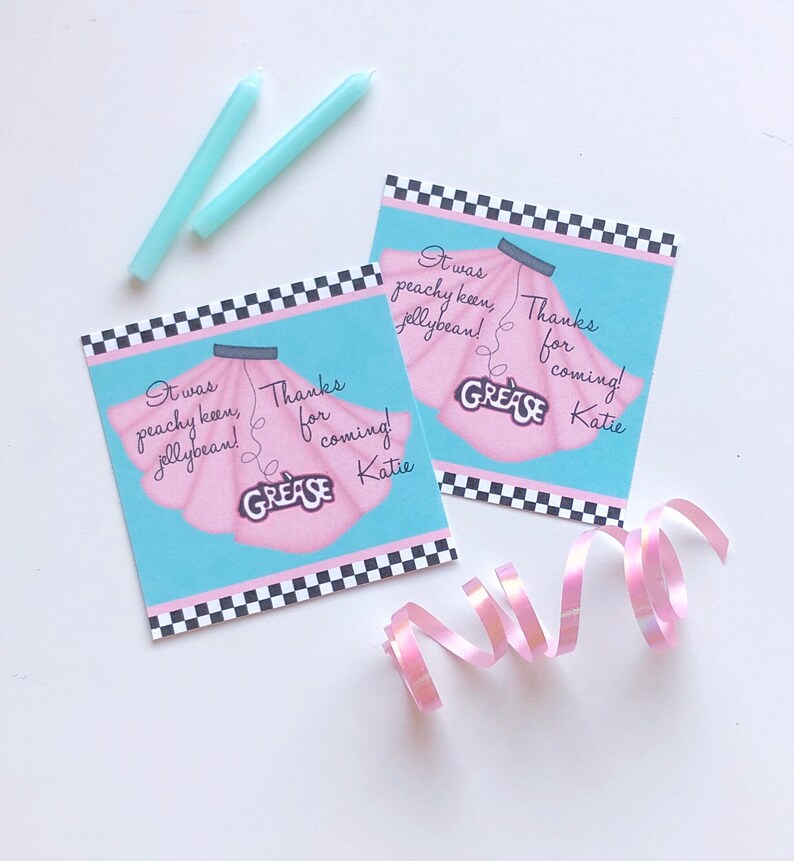 Grease Birthday Favor Tags 50 S Birthday Favor Tags Etsy