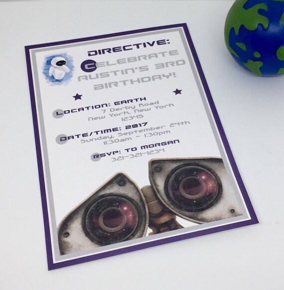 wall e birthday invitations wall e printable invitations etsy