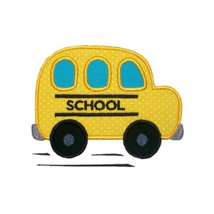School Bus Applique Machine Embroidery Design
