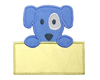 Puppy Dog Note Applique Machine Embroidery Design