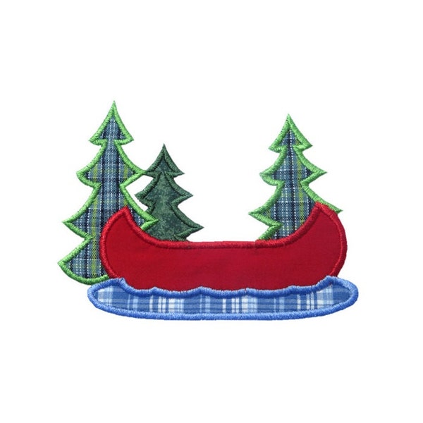 Lake Canoe Applique Machine Embroidery Digital Design Forests Woods Kayak River Boat Cabin Woods