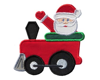 Santa Train Engine Applique Embroidery Machine Design