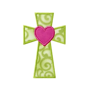 Cross Heart Applique Machine Embroidery Digital Design Love Christian Jesus God Pray