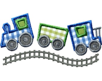 Curvy Train Tracks Applique Machine Embroidery Digital Design Engine Caboose
