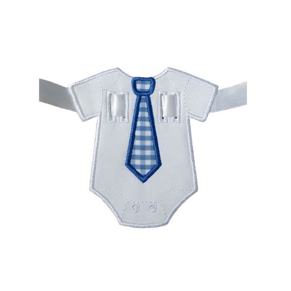 Baby Onsie Necktie Banner Piece Applique Machine Embroidery Digital Design Ribbon Name Baby Shower Boy Hoop