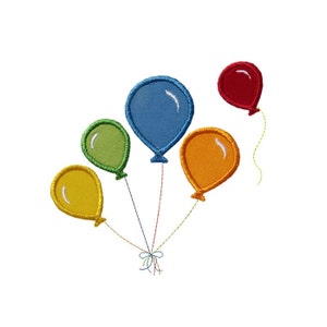 Flying Balloons Applique Machine Embroidery Digital Design Party Celebration Birthday