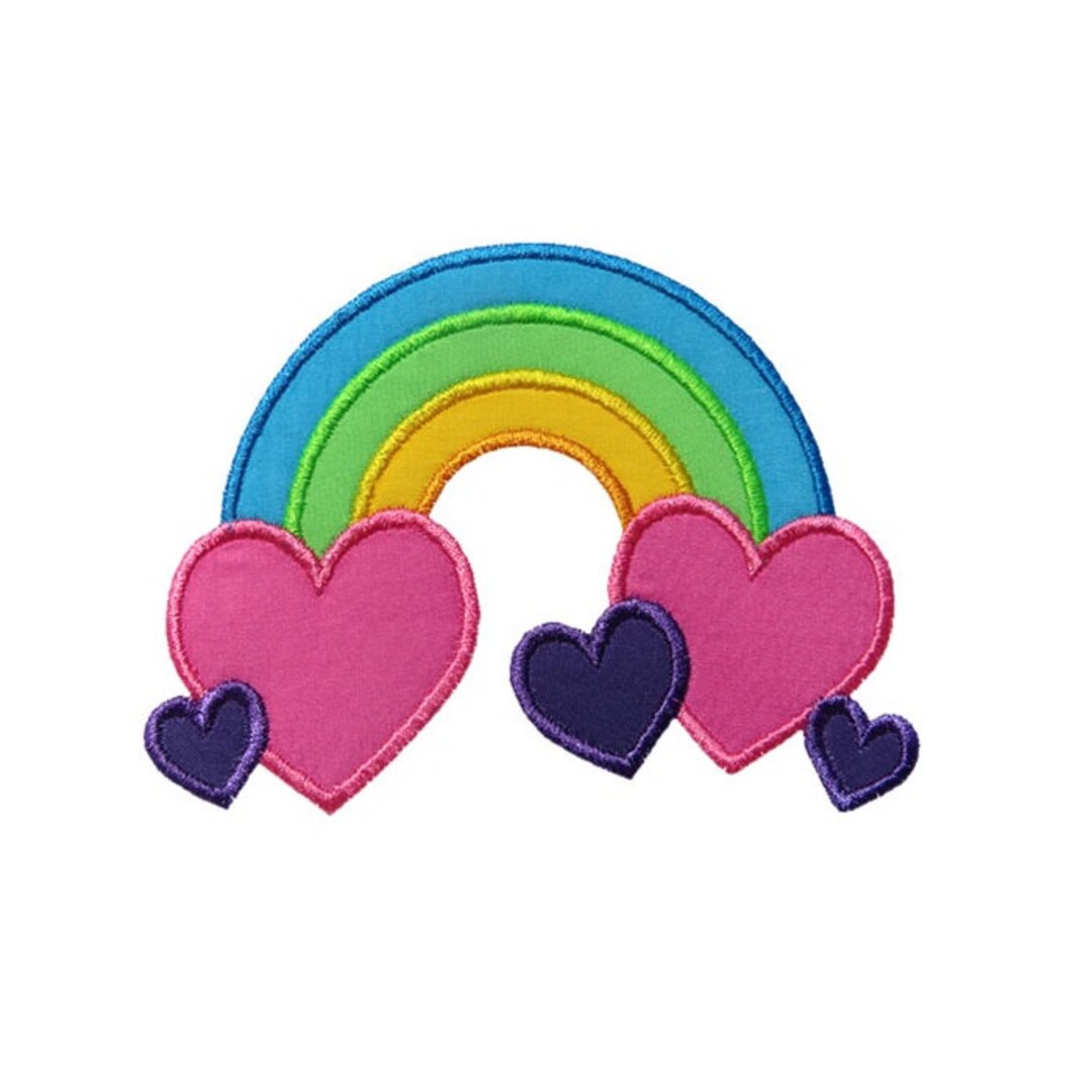 Rainbow Hearts Applique Machine Embroidery Digital Design - Etsy