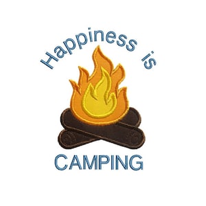 Campfire Applique Machine Embroidery Digital Design Happiness Camping Tent Bonfire Marshmallows So-mores