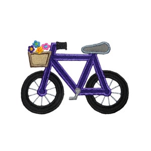 Bike Flower Basket Applique Machine Embroidery Digital Design Flowers Girls Bicycle Gardening