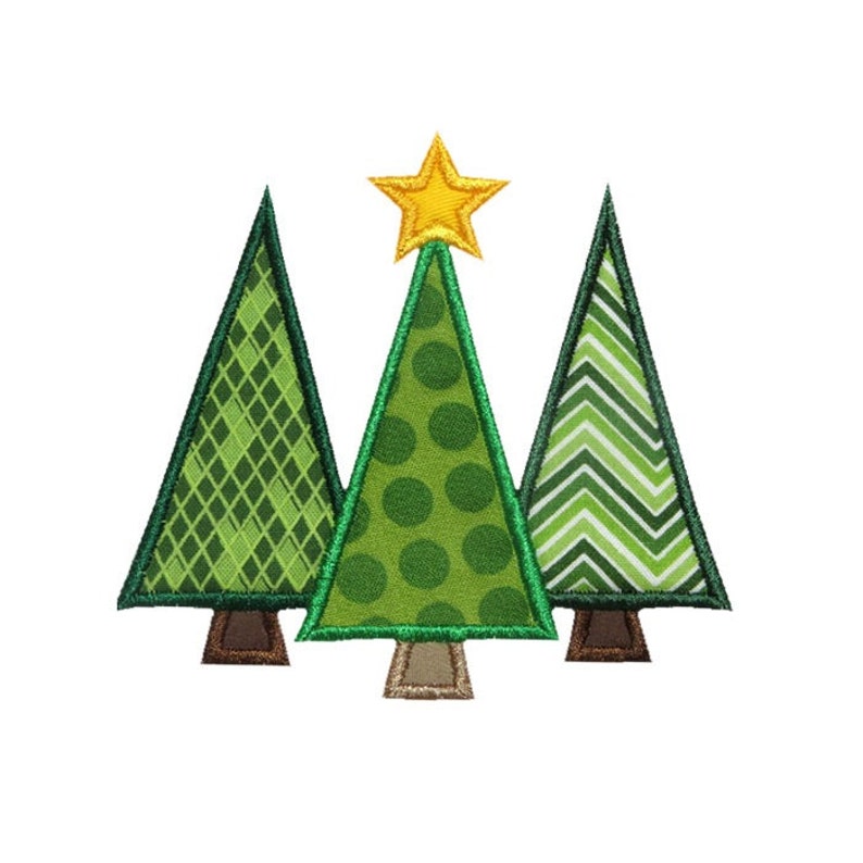 Three christmas trees applique machine embroidery design  etsy Three christmas trees applique machine embroidery design  etsy