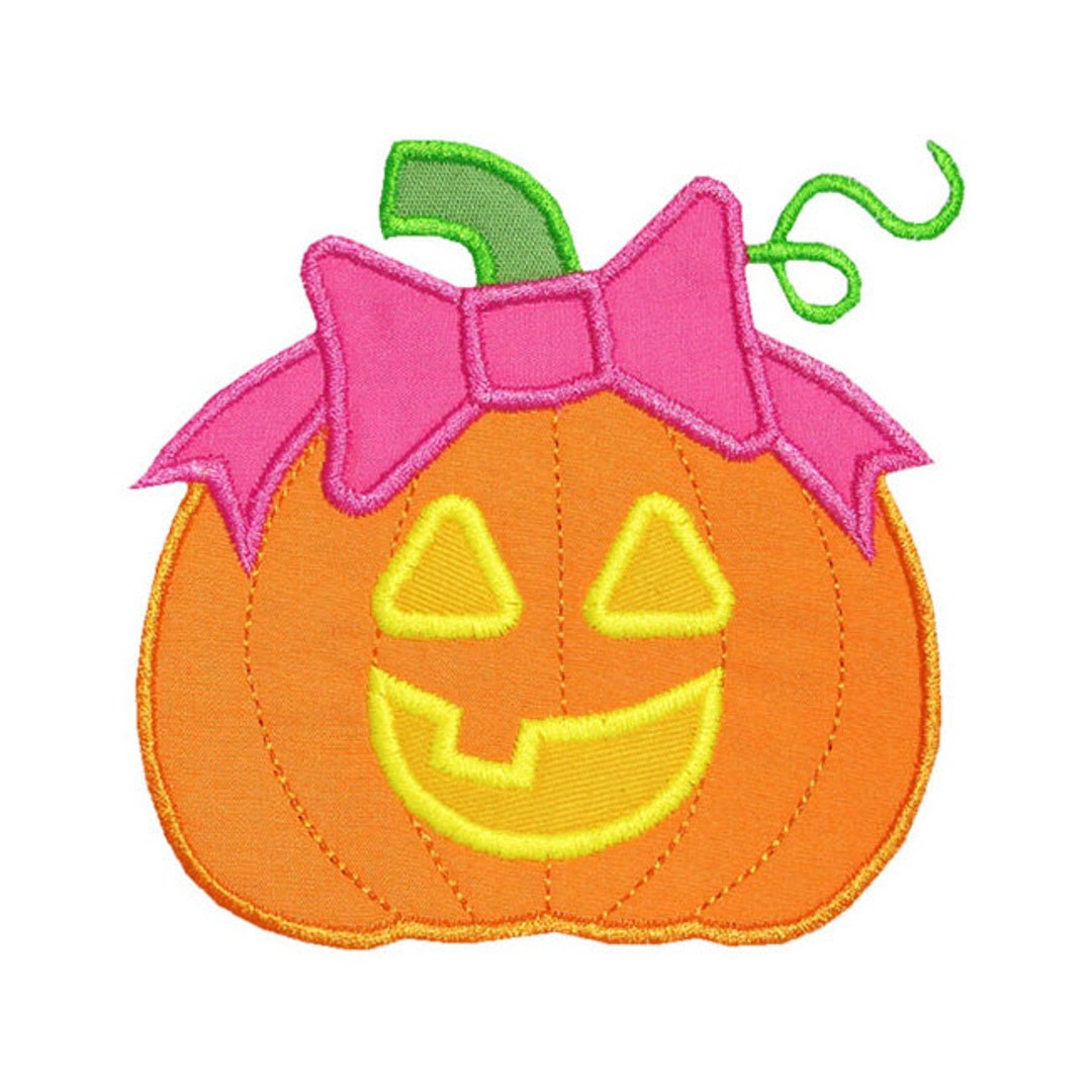 Jack O Lantern Bow Applique Machine Embroidery Digital Design Pumpkin ...