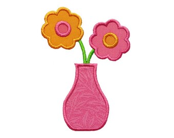 Flower Vase Applique Machine Embroidery Digital Design Flowers Spring Home