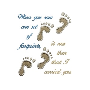 Footprints Poem Applique Machine Embroidery Digital Design God Jesus Scripture Love