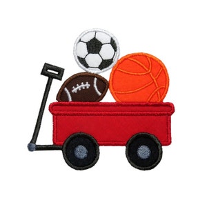 Wagon Sport Balls Applique Machine Embroidery Digital Design Football Soccer Basketball