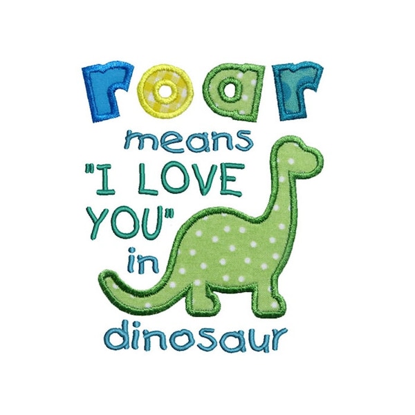 Roar Dinosaur Applique Machine Embroidery Digital Design Love Valentine Boy Toddler Active