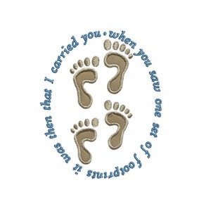 Footprints in the Sand Applique Machine Embroidery Digital Design Bible Jesus God Carried Scripture Poem