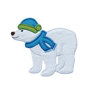 Zimowy Niedźwiedź Polarny Aplikacja Maszynowa Haft Cyfrowy Projekt Szalik Artic Teddy