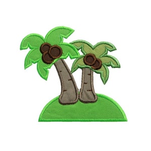 Paradise Island Applique Machine Embroidery Digital Design Vacation Palm Tree Coconut Beach Summer