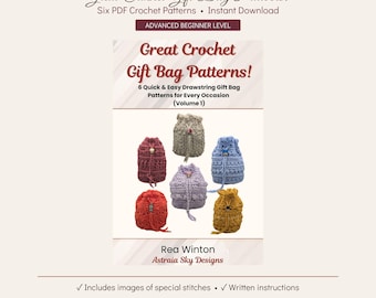 Crochet Gift Bag Patterns: 6 Quick Drawstring Designs (PDF Download)