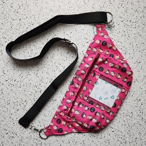 BTS Inspired Fabric Sling Crossbody Bag Purse with PC Pocket Pink
