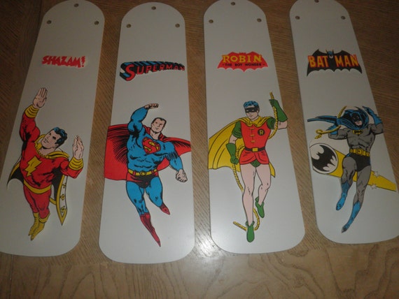 Custom Ceiling Fan Blades Super Hero Batman Robin Wonder Etsy