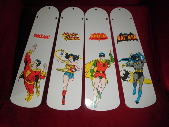 Custom Ceiling Fan Blades Super Hero Batman Robin Wonder Etsy