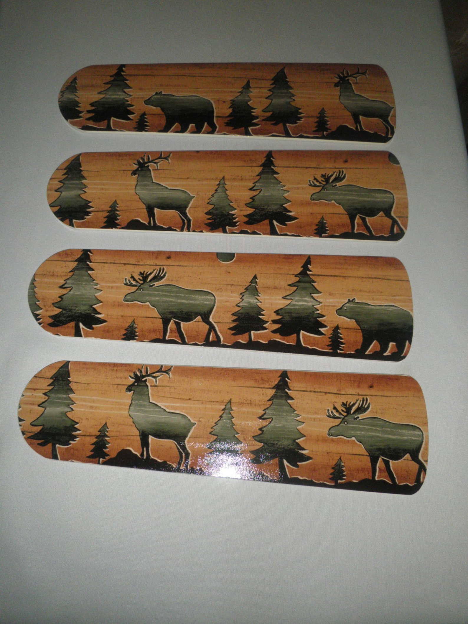 Custom BEAR MOOSE ELK Ceiling Fan Cabin Lodge Brown Green Tones Etsy