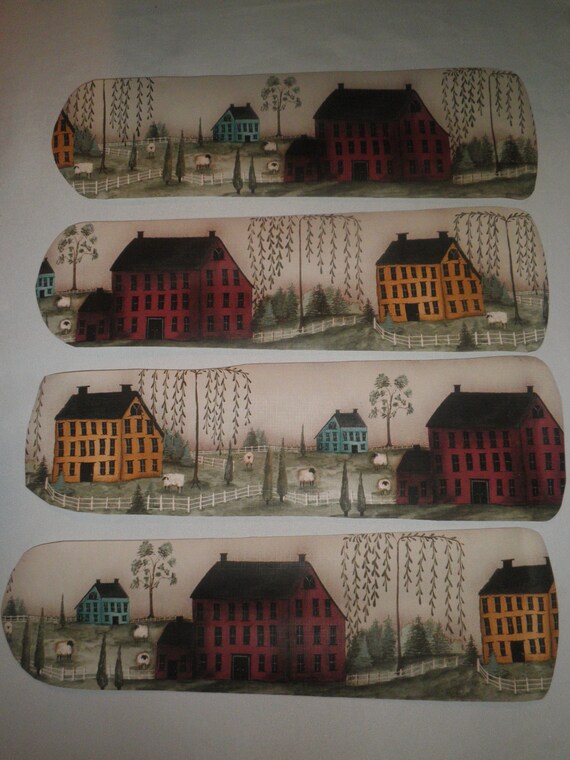 Custom Primitive Country Houses Sheep Ceiling Fan With Etsy