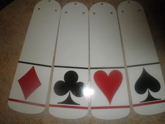 Custom Game Room Ceiling Fan Cards Poker Hearts Spade Etsy