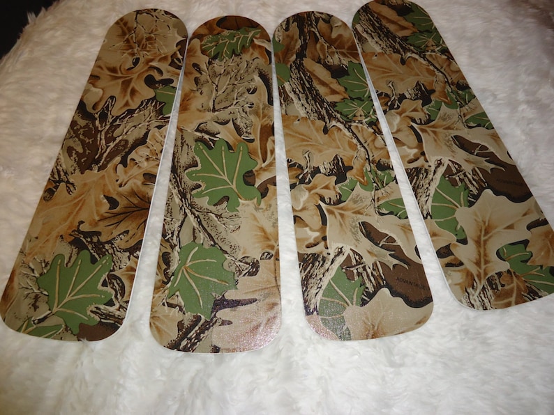 Custom Ceiling Fan With Hunter Real Tree Leaf Camo Camouflage Design