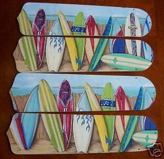 Custom Tropical Surf Board Surfboard Ceiling Fan Etsy