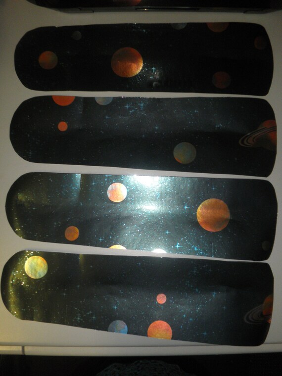 Custom Silver Starry Glitter Sky Galaxy Planets In Space Ceiling Fan Metallic