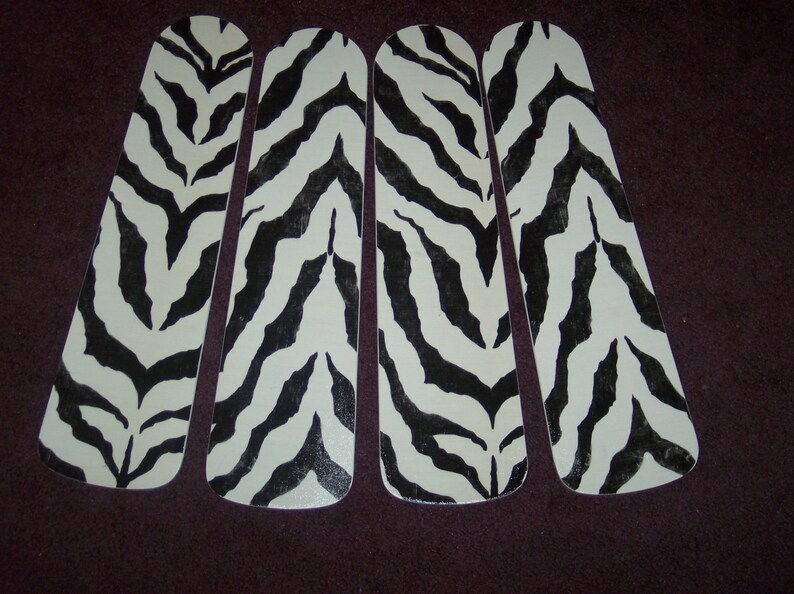 Custom Ceiling Fan Textured Zebra Skin Jungle Safari Blades