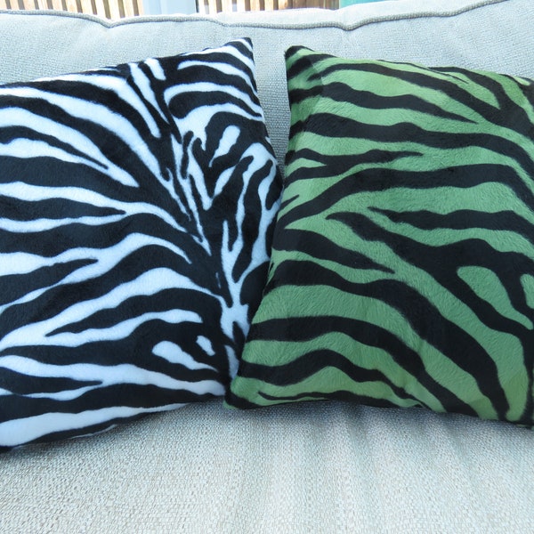 Zebra Print Soft Velboa Cushion Cover with Zip