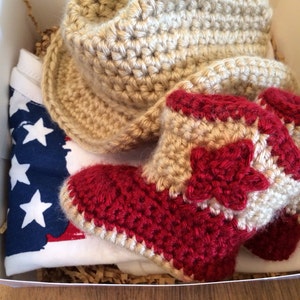 Handmade Crochet CowboyThemed Photo Prop - Baby Cowboy Hat - Cowboy Hat and Booties