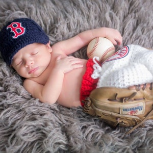 Handmade Newborn Crochet Baseball Cap and Pants Set - Any Color - Baby Baseball Outfit - Newborn Baseball Photo Prop or Baseball Hat Only