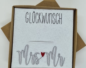 Mrs & Mr Zur Hochzeit Geschenkbox  Geldgeschenk  Glückwunsch personalisierbar