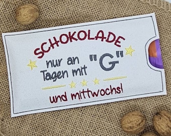 Schokolade - Geschenkhülle - Geldgeschenkhülle - Schokoladenhülle - Schokohülle Geldgeschenkverpackung mit Spruch Kunstleder Glitzer