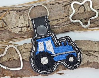 Schlüsselanhänger Trecker Traktor Taschenbaumler Kunstleder mit Wunschschlüsselring