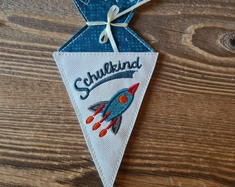 Mini Schultüte  , Schulkind , Zuckertüte aus Kunstleder,  Rakete Geldgeschenk