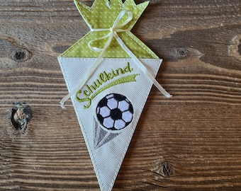 Mini Schultüte  , Schulkind , Zuckertüte aus Kunstleder,  Fußball Geldgeschenk