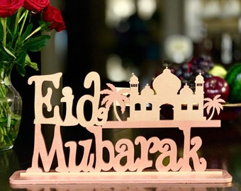 Eid Mubarak Table Top Stand- Large and thick wood