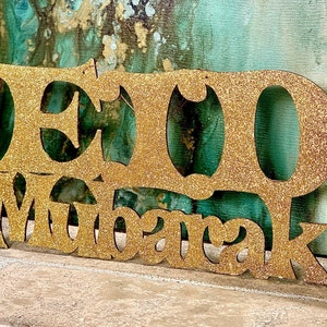 Glitter Eid Mubarak Wooden Sign-GOLD