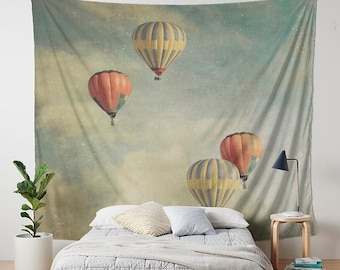 from artist, wall tapestry, wall hanging, large size wall art, oversized tapestry, oversized hanging, unique, original, Hot air balloons