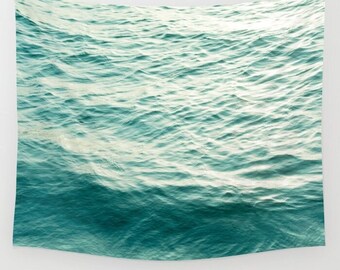 Ocean tapestry. from artist. large size wall art. nautical sea wall tapestry, dreamy tapestry water waves surf surfer nursery wall art blue
