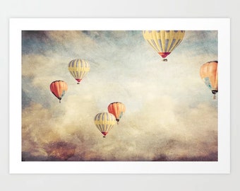 photo print, printable art, digital download print. print at home, large size wall art, art print, hot air balloons, original photography